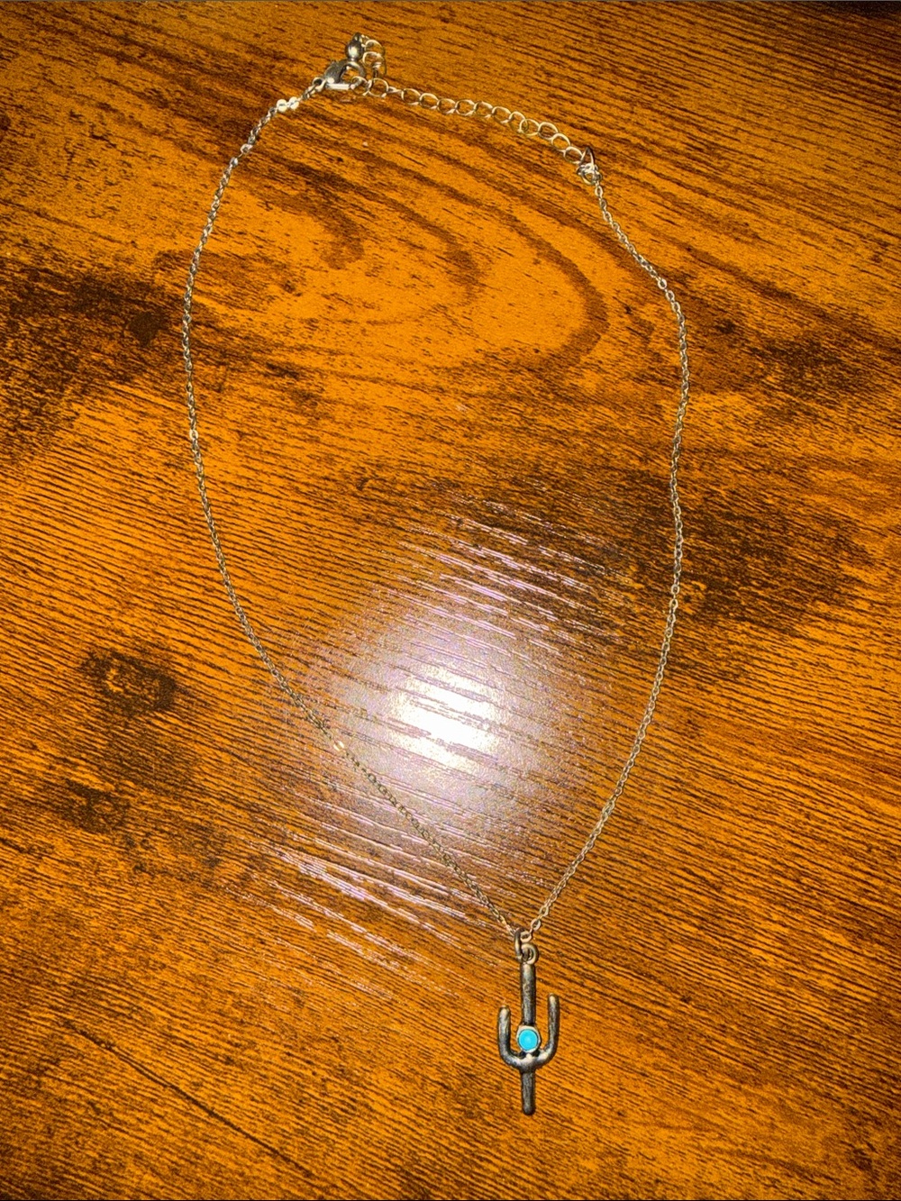 Faux turquoise cactus necklace